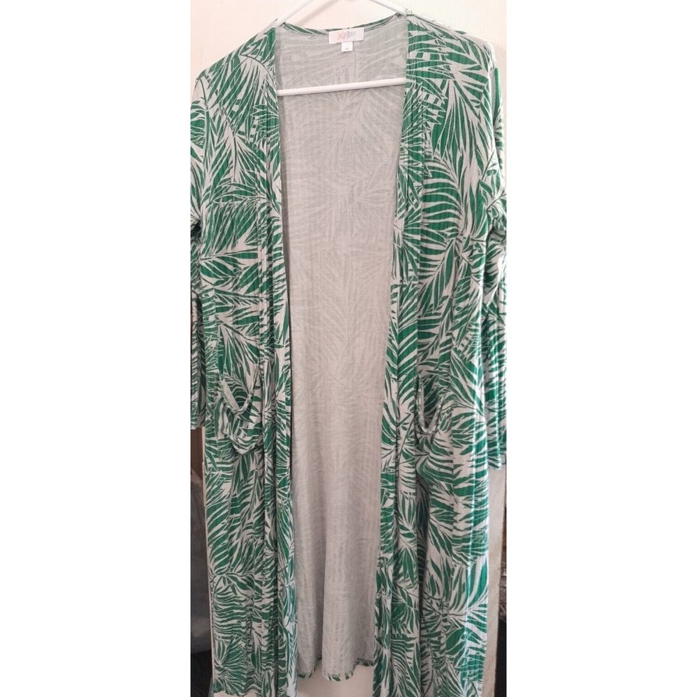 Avery Nice LulaRoe Green Leaf Shirley Duster Size Med Barely If Ever Worn